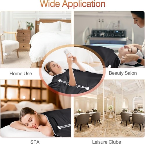 Manta de sauna infrarroja Max 176 ° F - Temporizador de 20-60 minutos - 6 pies x 2,65 pies (negro) - Imagen 8 de 11