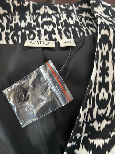 Catos Black N White Print Blazer 1 Button Business Casual Size M Rucked Sleeve - Picture 4 of 4