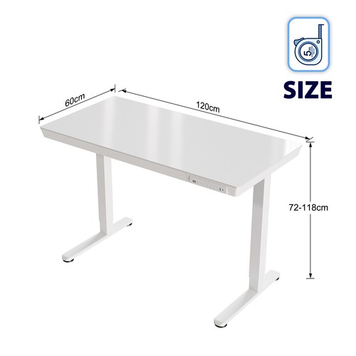 Standing Desk Electric Sit Stand Up Table Height Adjustable Tempered Glass White - Picture 10 of 12