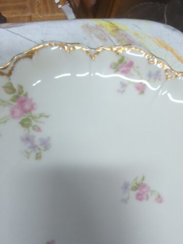 Antique Haviland Limoges China Chop Plate Round Platter Gold Wreath Pink Roses - Picture 4 of 16