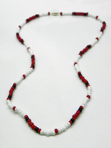 Collar de cuentas hecho a mano estilo Jim Morrison de 21" original rojo blanco negro The Doors - Imagen 4 de 12