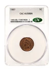 1907 indian head penny cent au58 bn cac