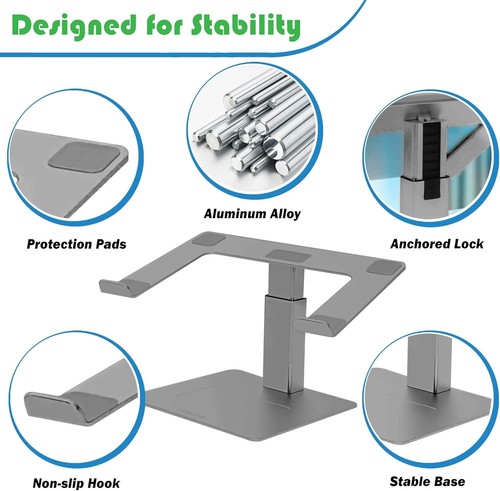 Pivot Laptop Stand for Desk – Stable Laptop Riser for Desk – Height & Angle Adju - Picture 8 of 9