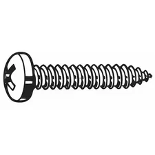 Sheet Metal Screw, #6 X 2 In, Zinc Plated Steel Pan Head Phillips Drive, 100