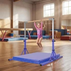 Foldable Gymnastics Bar for Kids w/ Wheels, 13-Level Adjustable Heights