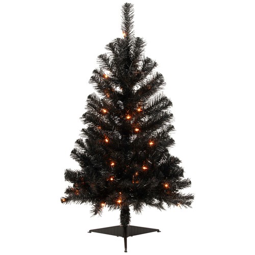 Northlight 3ft Black Noble Spruce Artificial Halloween Tree, Orange Lights - Bild 2 von 10
