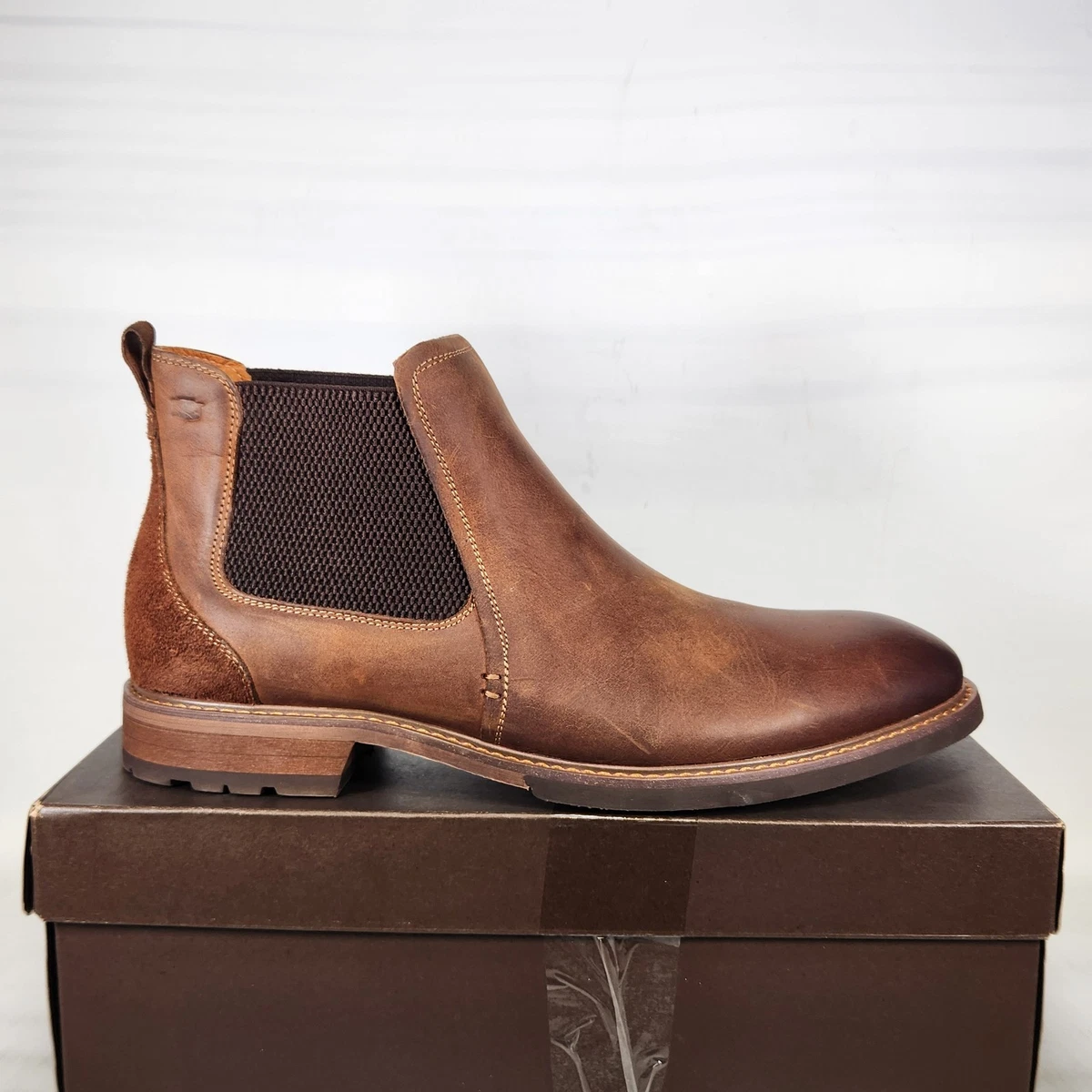 Florsheim Work Men\'s Brown Leather Chelsea Boots Sz 9.5 D Cognac Florsheim Mens Forge Plain Toe Chelsea Boot | Rack  main image 3