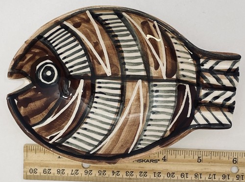 Posacenere pesce bocca aperta ceramica artistica LEE HAWAII dipinto a mano firmato vintage - Foto 3 di 6