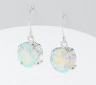 Round French Wire Silvertone Earrings Kirks Folly Aurora Borealis Essentials