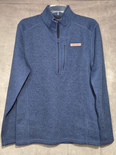 Vineyard Vines 1/4 Zip Pullover Sweater Mens Small Blue Preppy Casual EUC - Picture 2 of 11