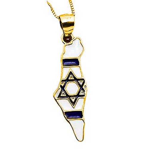 Sterling Silber Israel Karte jüdischer Davidstern Anhänger blau und weiß Emaille - Bild 2 von 9