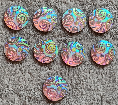 9 Cabochon 20 mm rosa Farbwechsel NEU Informationen = TEXT LESEN!