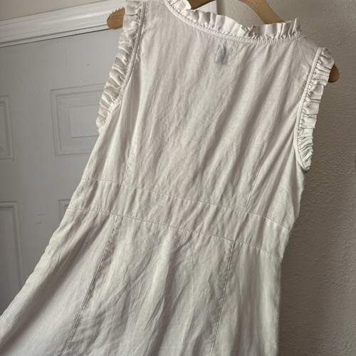 NOA NOA white linen ruffle surplice neck sleeveless mini dress - Picture 4 of 6