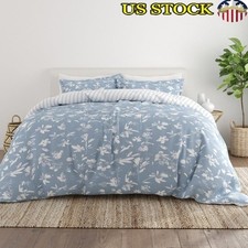 Reversible Microfiber Duvet Cover Set 3 Piece Bedding Full Queen Hypoallergenic