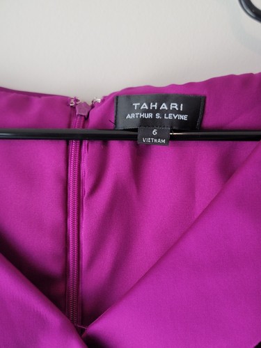 Tahari Arthur Levine Sheath Purple Dress Twist Front Size 6 - Picture 3 of 10