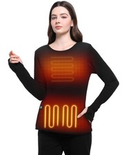 Women Heated Thermal Underwear Top Heated Base Layer Electric Heating Long-Sl...