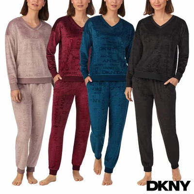 DKNY Ladies Velour Lounge Set in 4 Colours and 4 Sizes