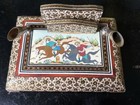 Vintage Persian Wooden Desk Organizer Inlaid Mosaic Art with Brass Pen Holders! — photo 5