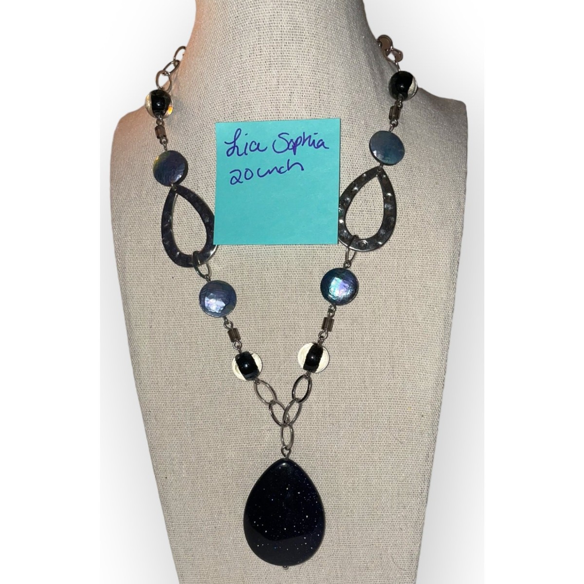 Lia Sophia “River Rock” Genuine Goldstone and Mother of Pearl Necklace View 3