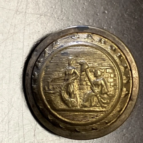 North Carolina state seal button, likely from the Civil War era or post-war Era