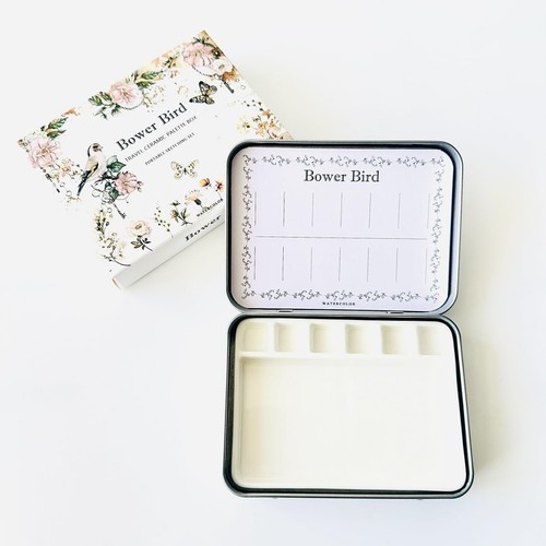 Bower Bird Reise Aquarell Palette, tragbare Keramik Palette 6 Brunnen, leere Pa...