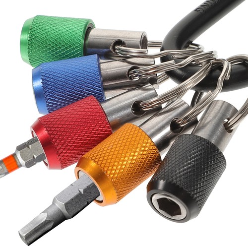 2 Sets Colorful Knurled Keychain Bit Organizer Holder Quick Release Carabiner - Picture 8 of 12