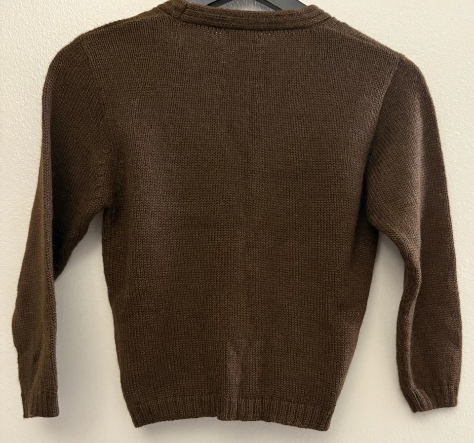PAPO D'ANJO 100% Baby Alpaca V-Neck Brown Cardigan Size 8 Preppy Cozy Warm - Image 2 of 4