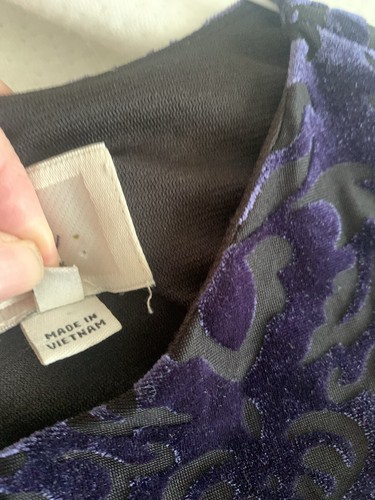 eci Damen lila Samt Ausbrenner Glockenärmel Kleid Whimsigoth Y2K Boho M Club - Bild 8 von 13