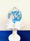 Blue/Clear Glass Handblown Detail LG 6 In H  Sun Catcher HANG Inside OR outside