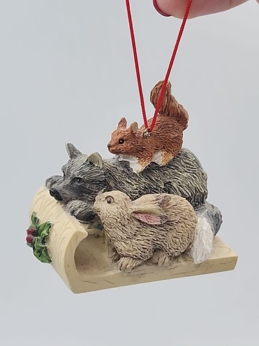 Silvestri Christmas Ornamet Woodland Country Forest Squirrel Rabbit Fox On Sled - Picture 1 of 5