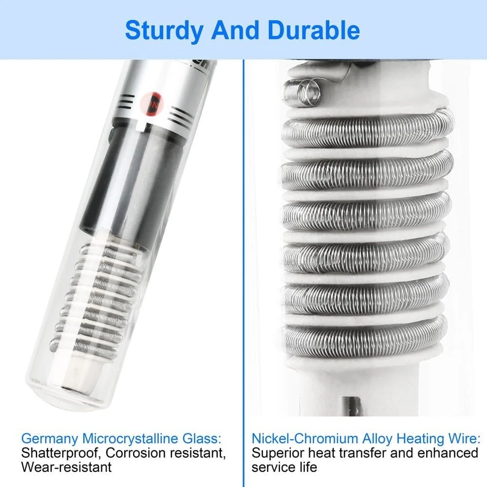 Paquete de 2 calentadores ajustables para pecera de 50 W - varillas de calefacción sumergibles para acuario Foto 4 de 4