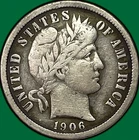 1906-S Barber Dime Choice Very Fine VF+ Coin, Cleaning #39886