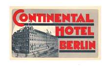 Vintage Continental Hotel Berlin Luggage Label Germany