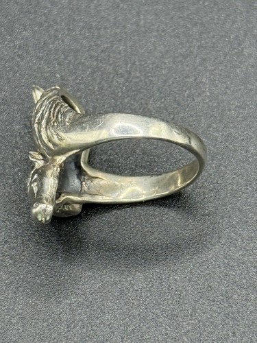 Vintage Sterling Silver Two Horses Ring Size 8.25 9 Grams W8 - Picture 7 of 11