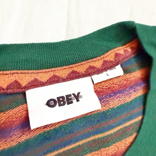 Obey Herren LS Hemd Komplex Jacquard dunkle Zeder/mehrere Streifen Größe Large Neu mit Etikett - Bild 4 von 5