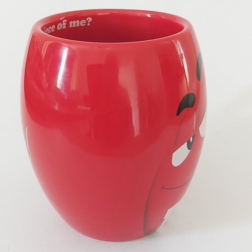 M&M 'Wanna Piece Of Me?' - Large RED Ceramic Barrel Tea Coffee Mug Cup Mars 2016 - Picture 4 of 6