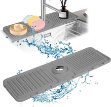 Silicone Faucet Mat Splash Guard Fast-Drying Drip Catcher Tray for Kitchen Sink