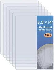6 Pack 8.5" X 14" Rigid Print Protectors, Clear Waterproof Hard Plastic Page She