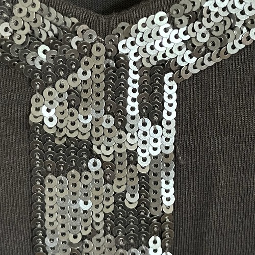 Women’s Talbots Petites Black Cotton Sequins 3/4 Sleeve Top Size X - Picture 2 of 8