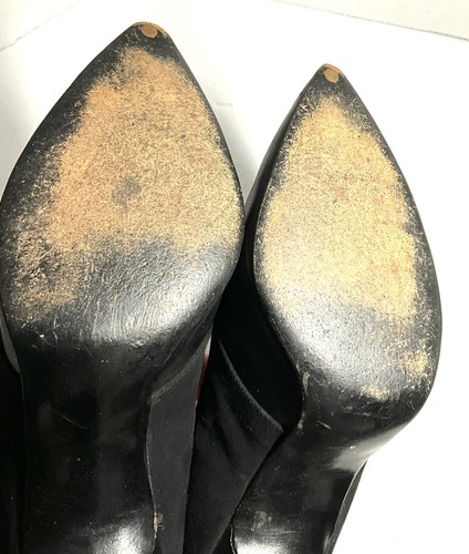 Vintage Women’s QuailCraft Pointed Toe Pumps Heels Black Leather/Suede Bow 8 AA - Picture 10 of 13
