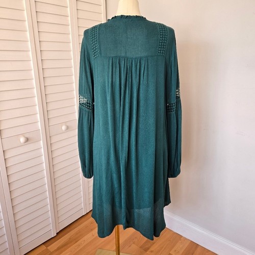 Knox Bauernkleid rosa türkis strukturiert Boho Häkelborte Gr. XL romantisch Festival - Bild 6 von 12