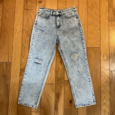 Venus Jeans Womens 8 Blue Light 90  s Wash Distressed High Rise Stretch Denim