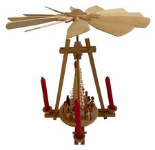 Erzgebirge Wooden Carousel Pyramid Spinner Nativity 12" East Germany Candle