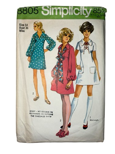 Vintage 1970s Simplicity Sewing Patterns - Cut- Dresses Shirts Lot Of 6 - Picture 7 of 9