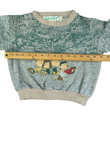 Vintage Peanuts Gang Kinder Sweatshirt grau beige Baumfehler 80er Jahre doppelseitig - Bild 11 von 13