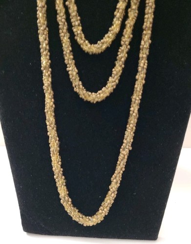 Collar retorcido firmado Chico's dorado opaco y transparente con cuentas 36" de colección uso 2 formas - Imagen 4 de 19
