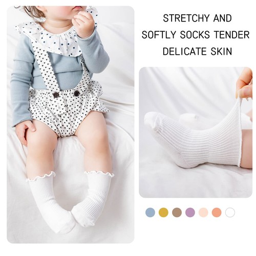 6 Pairs Baby Girls Boys Ruffles Ankle Socks Dress Sock 2-4 Year White-B - Picture 7 of 7