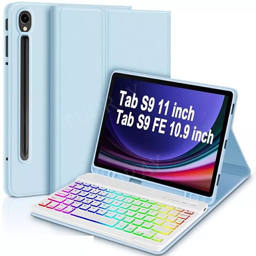 Hülle mit Beleuchtete Tastatur Maus für Samsung Galaxy Tab S9 FE S9 S8 S7 A9+ A8 - Bild 41 von 62
