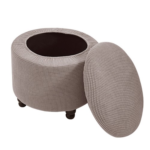 Storage Stool Round Cover Ottoman Cover Removable Footrest Slipcovers Stretch UK - Picture 36 of 39