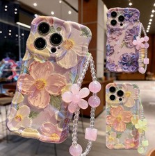 For iPhone 17 16 15 14 13 Shockproof Oil painting flowers Pattern Case TPU Cover